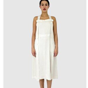 RAG & BONE Adrian Off-White Sleeveless Side Button Midi Apron Dress Size Small